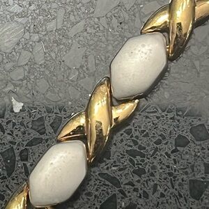 18k white yellow gold vintage Technibond hugs kisses Stampato link bracelet HSN